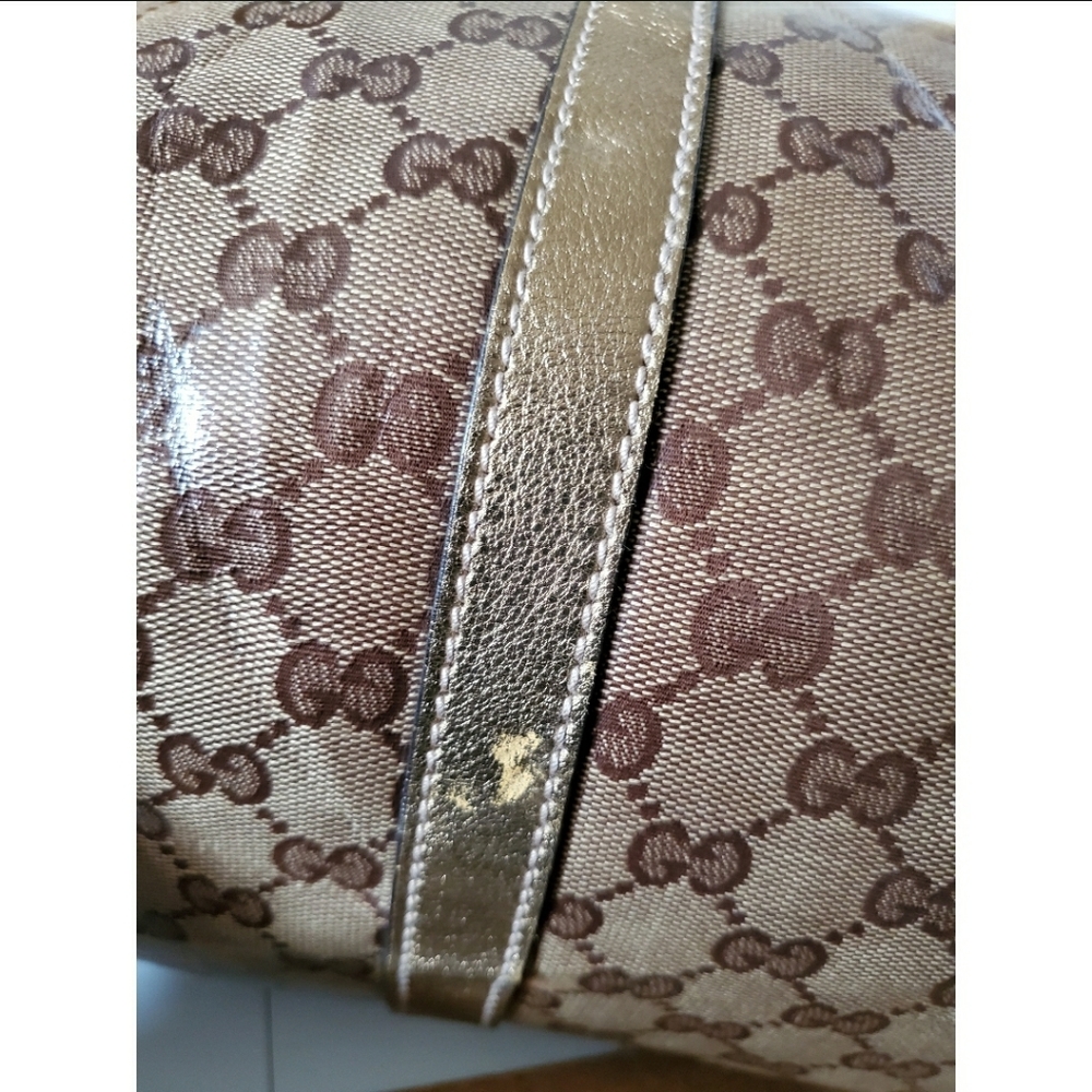 Gucci Gold GG Crystal Canvas Medium Joy Boston Ba - Picture 8 of 14